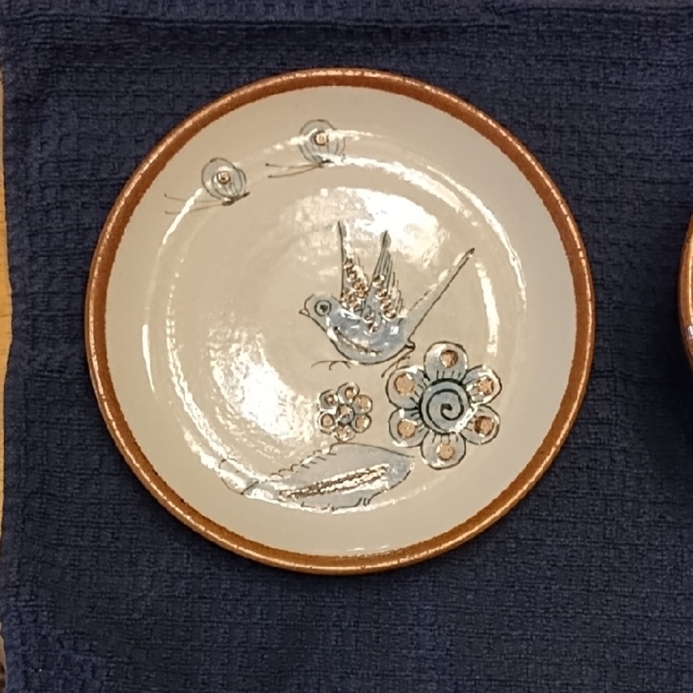 Decorative Plate with Bird and Floral Design